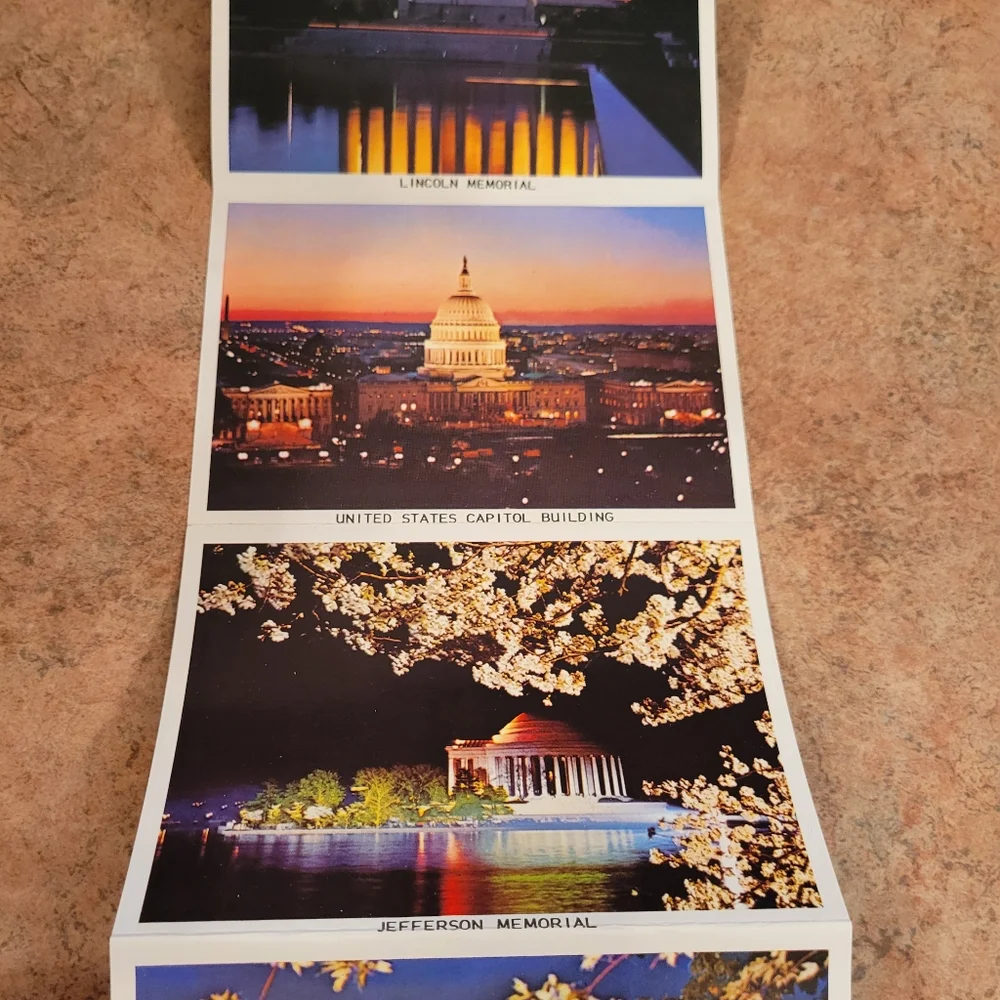 4 Vintage Postcard Booklets ~ Wash DC, Mt Vernon, Lincoln, Scenic ~ Historical ~